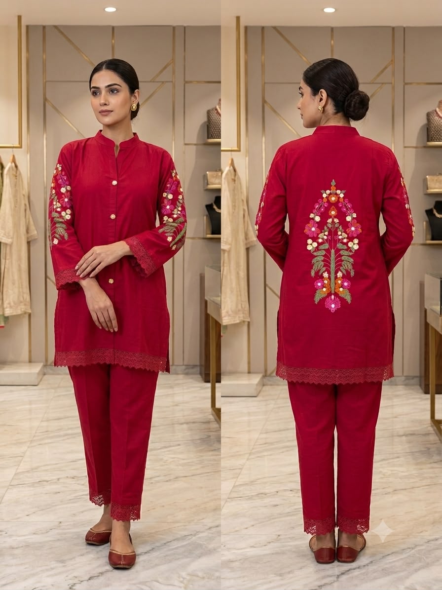 Beautiful Embroidered Pure Cotton cord set